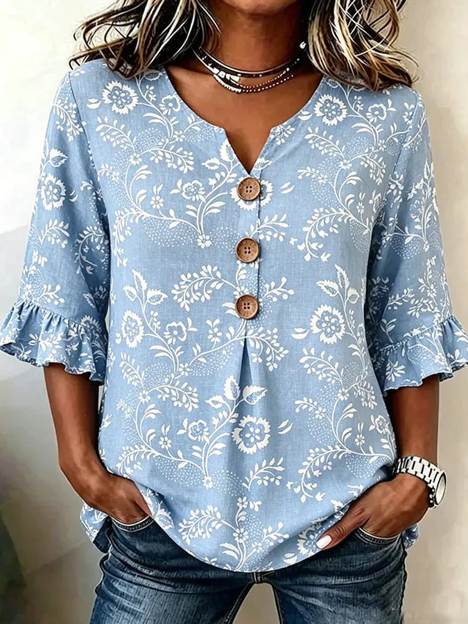 Women's casual floral print top