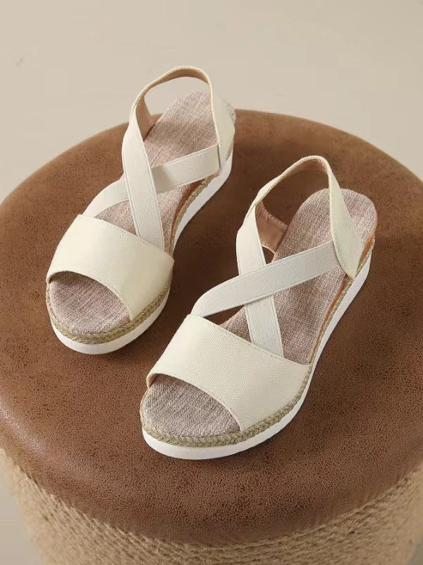 Flat-bottomed wedge heel fish mouth casual women's sandals