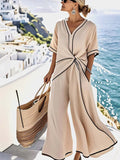 Women'S Loose Striped Feature Wide Leg Jumpsuit