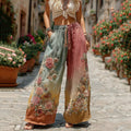 The Ice Cream Collection Women's Classic Bohemian Floral And Rose Gradient Art Linen Pants
