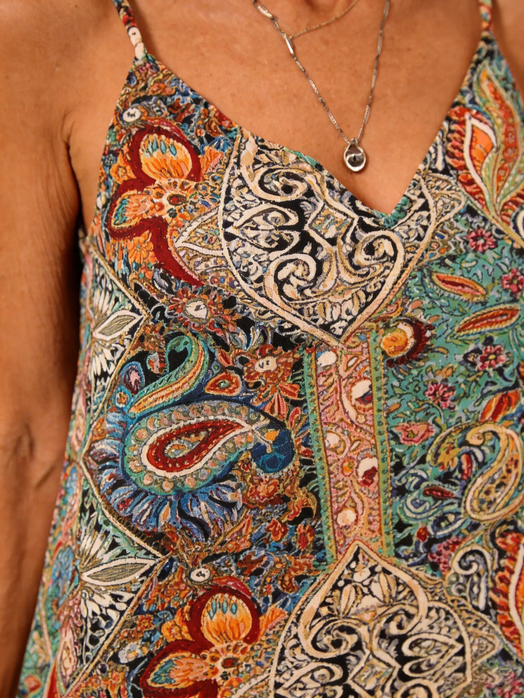 Vacation DRESS Paisley Bohemian Print Coat V-Neck Open Back and Tassel Festival