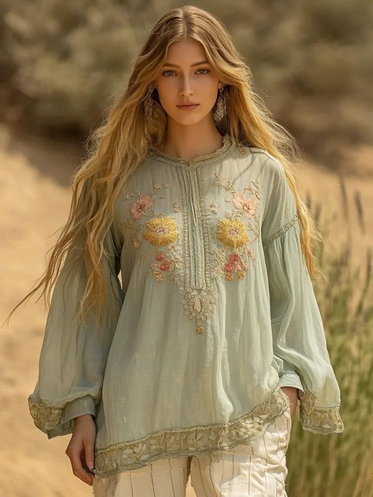 Vintage Tribal Floral Blend Women's Shirt