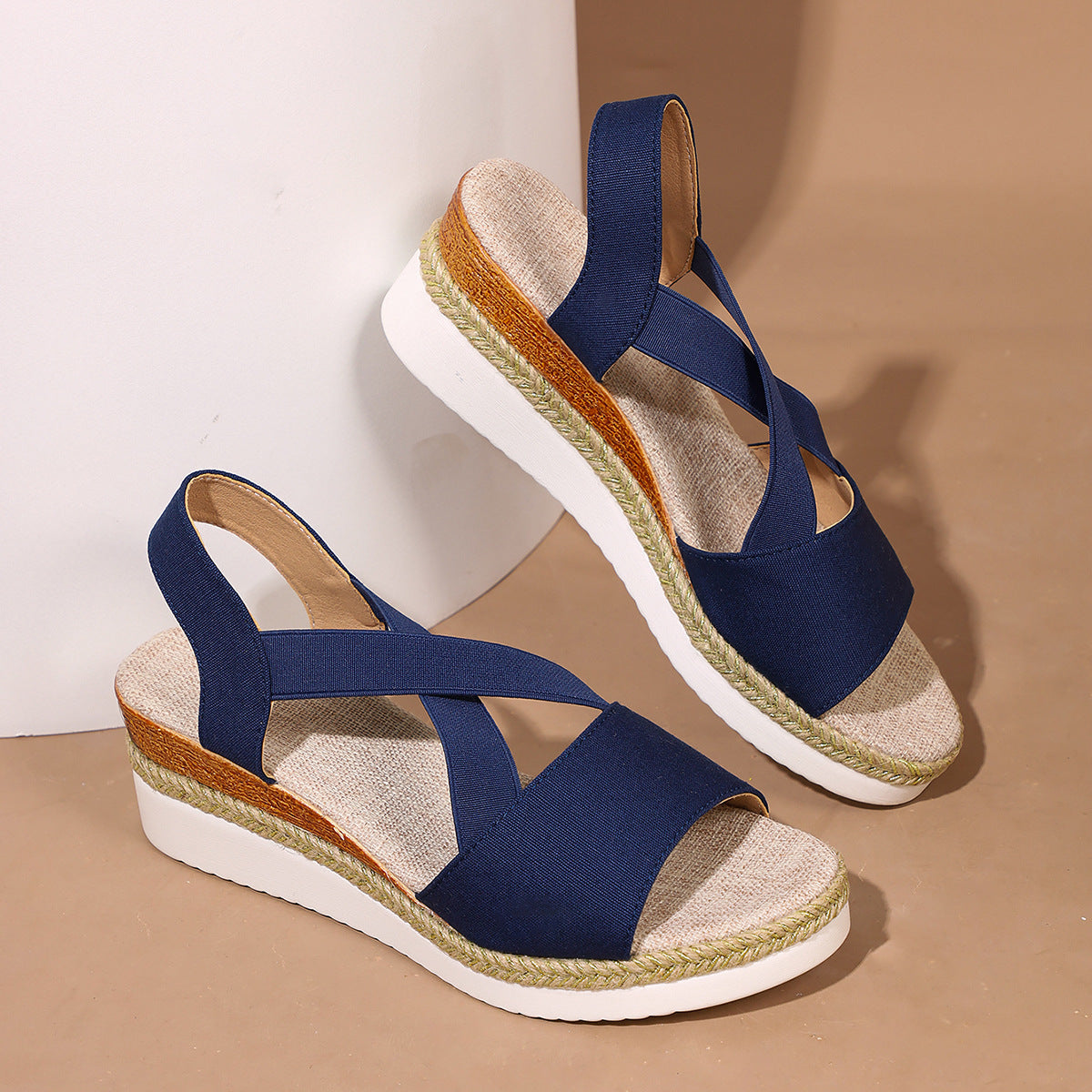 Flat-bottomed wedge heel fish mouth casual women's sandals
