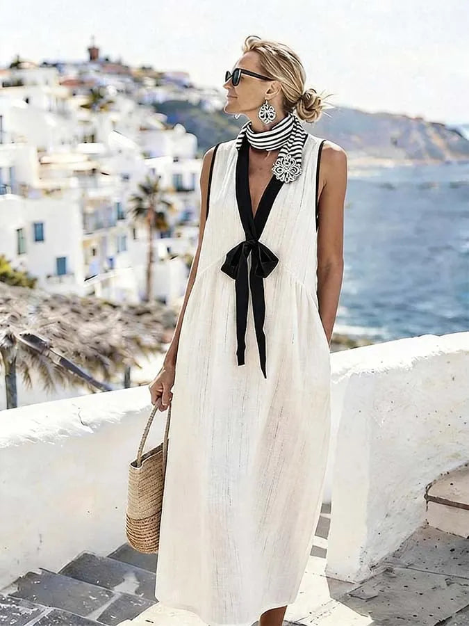 Women'S Casual Color-Block Patchwork Dress