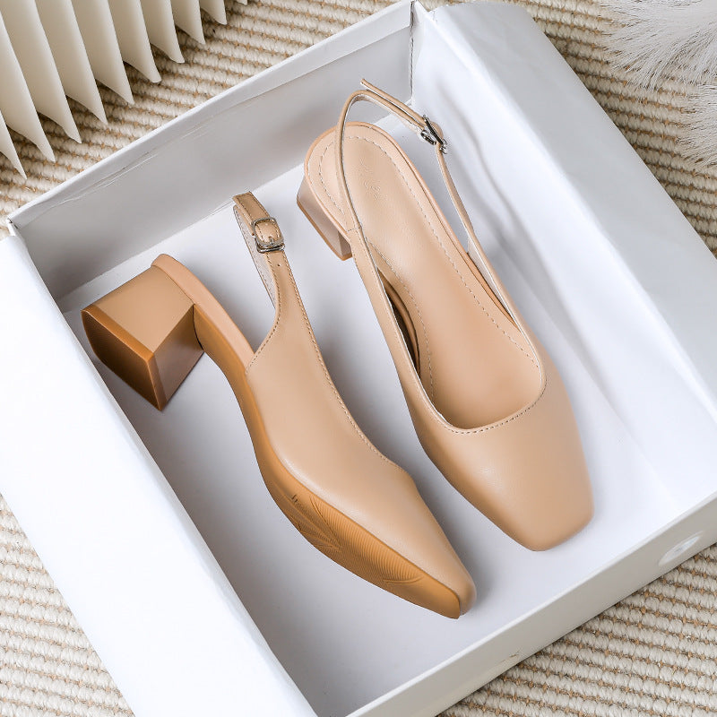 Sandals Summer Square Head Word with Thick Heels Cool Slippers