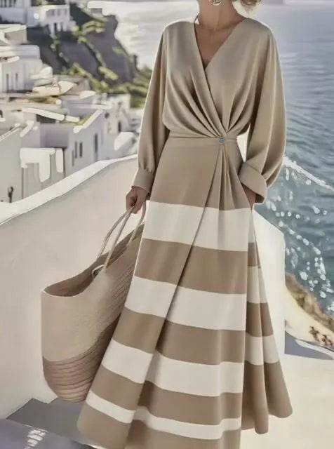 Women's Long-Sleeved Striped Dress