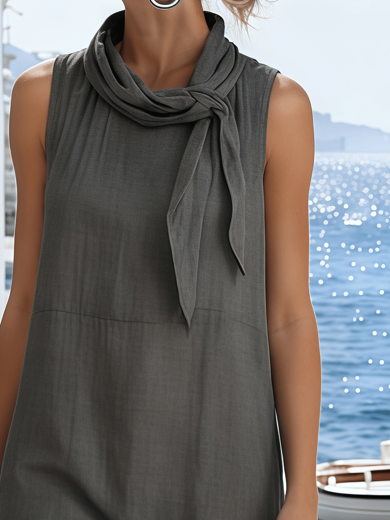 Women's Short-Sleeved Tie-Waist Casual Dress