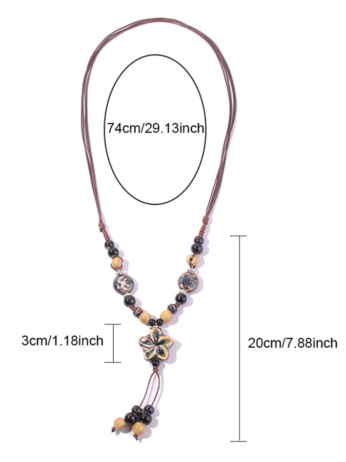 Women'S Vintage Turquoise Rice Bead Necklace