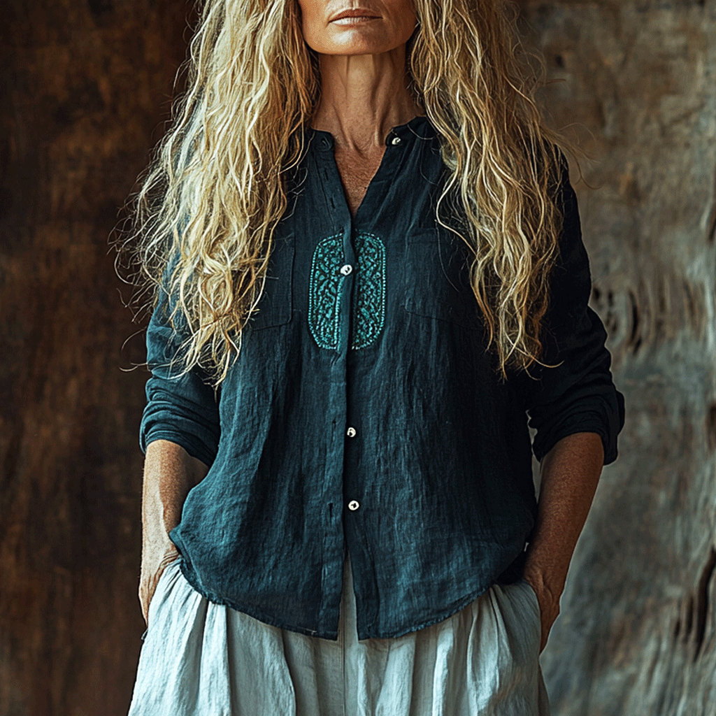 Women's Linen Bohemian Long-sleeved Shirt