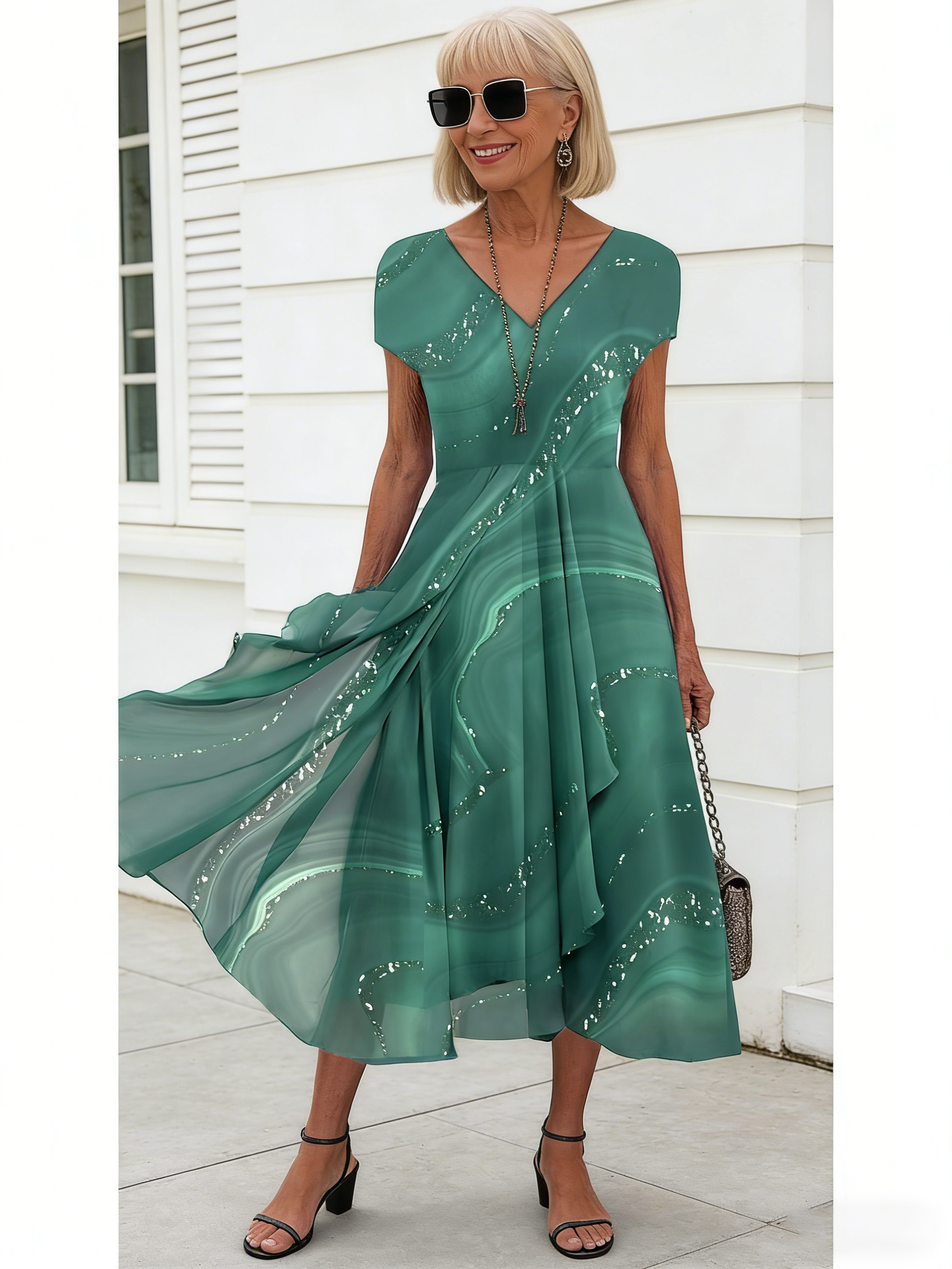 Chiffon Women's Dress Urban Casual Fashion Patchwork Dress