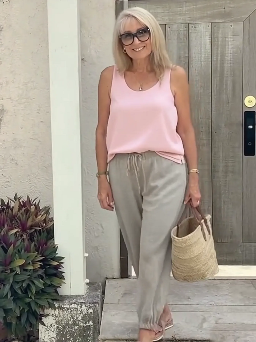 Vest Casual Crew Neck Plain Tank Top
