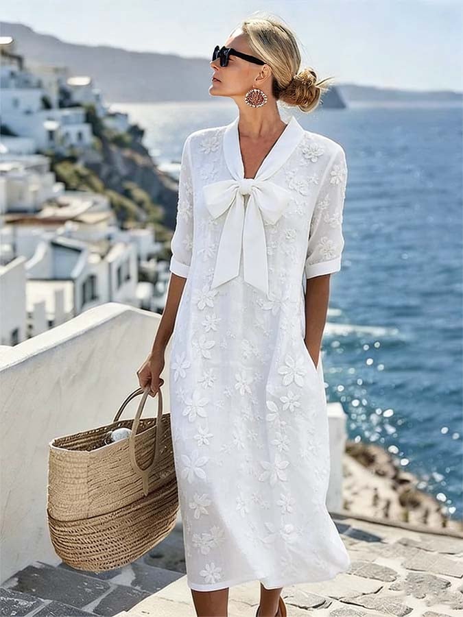 Women'S Casual Embroidered Vacation Dress