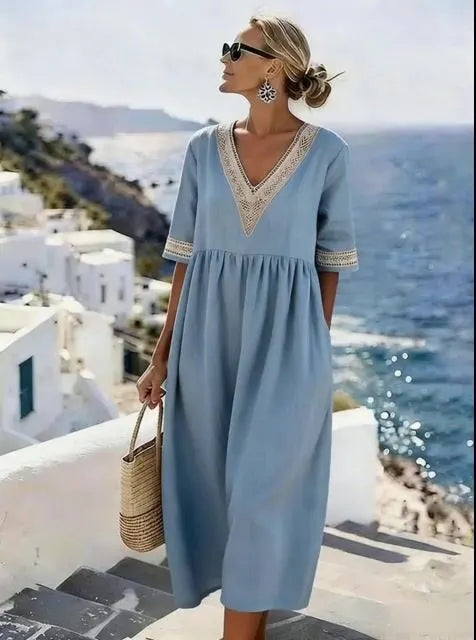 Women'S Casual Color-Block Patchwork Dress