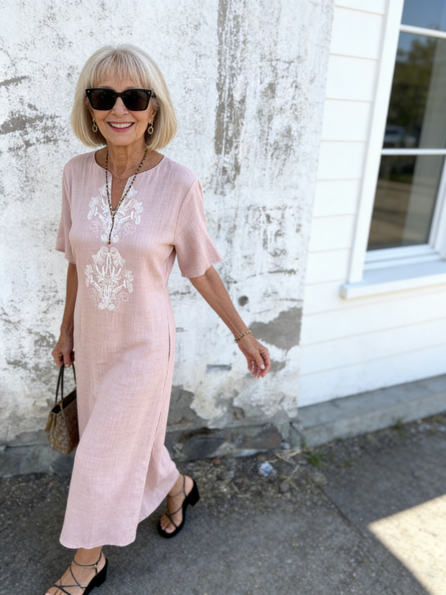Cotton and Linen Loose Printing Long Dress Long Skirt