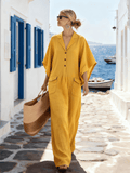 Women's Lapel Collar Casual Loose Dress