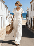 Women's V-Neck Short-Sleeved Suit