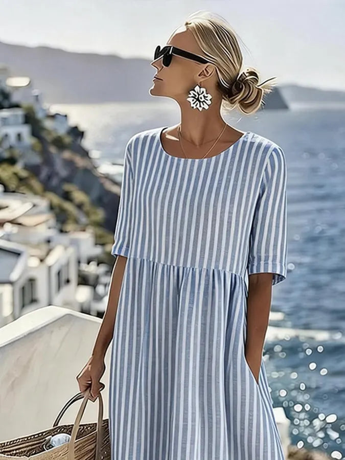 Women'S Vacation Round Neck Short Sleeve Printed Dress
