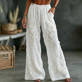 Women's Japanese Sakura Print Wide Leg Linen Pants