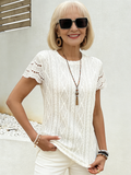 Textured Fabric Fashion Crew Neck Short Sleeve Crew Neck T-Shirt Top