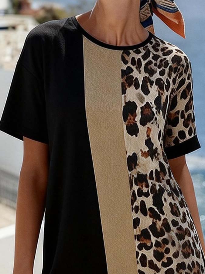 Women'S Casual Printed Short-Sleeved T-Shirt And Stretchy Pants Set