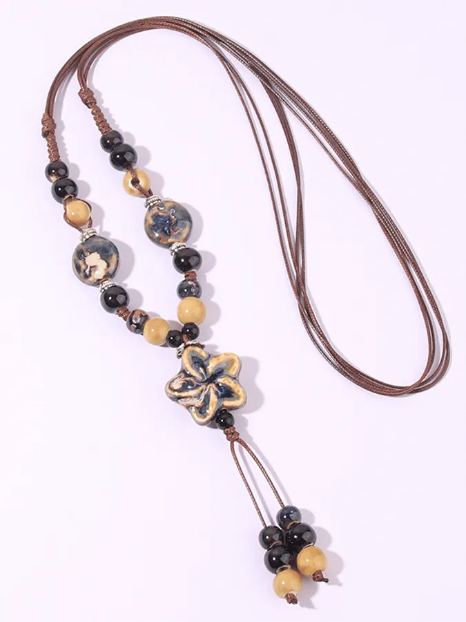 Women'S Vintage Turquoise Rice Bead Necklace