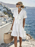 Women'S Solid Color V-Neck Resort Dress