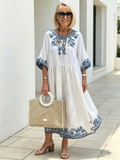 Loose Fashion Temperament High-end Crew Neck Print Dress
