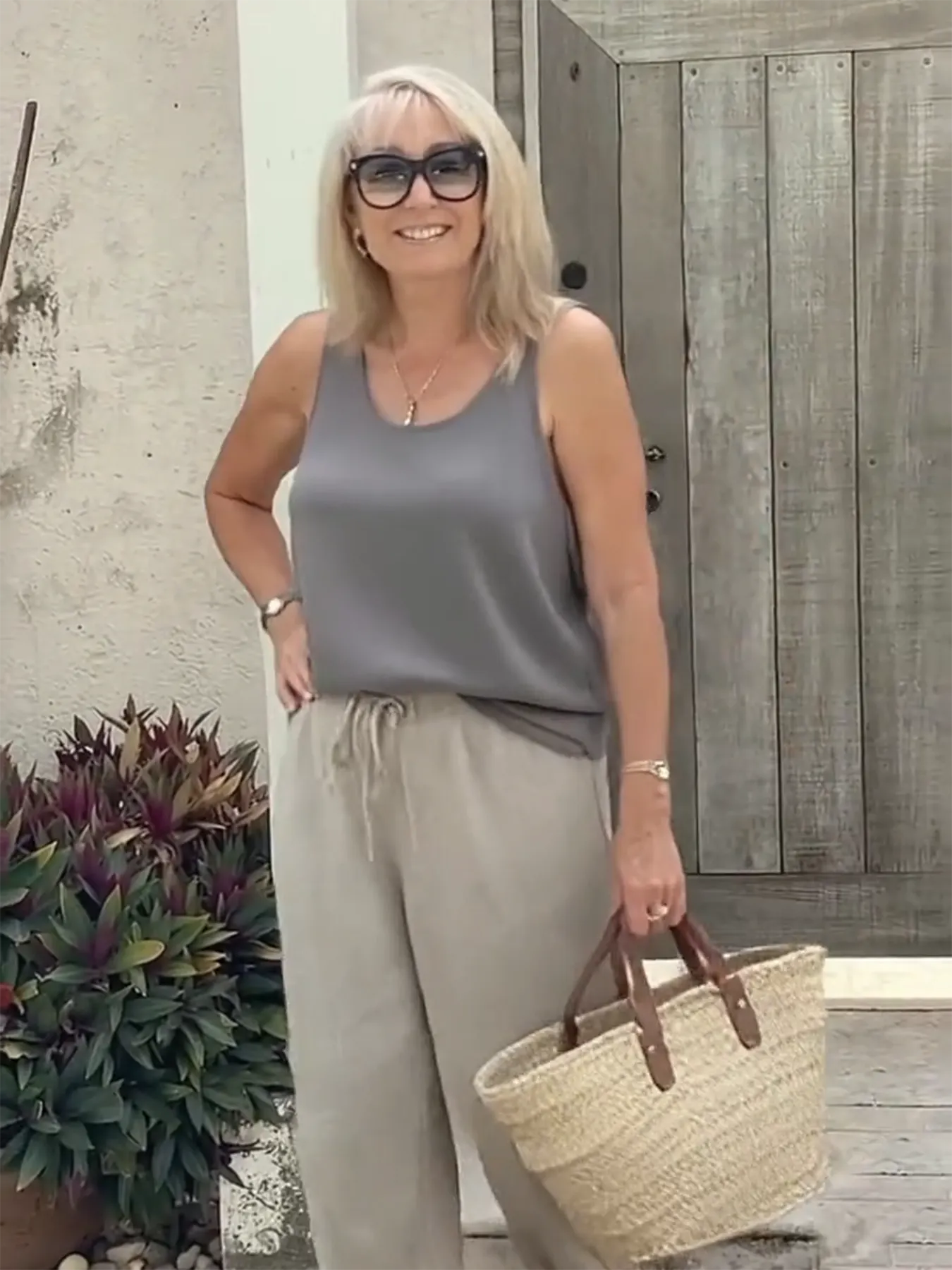 Vest Casual Crew Neck Plain Tank Top