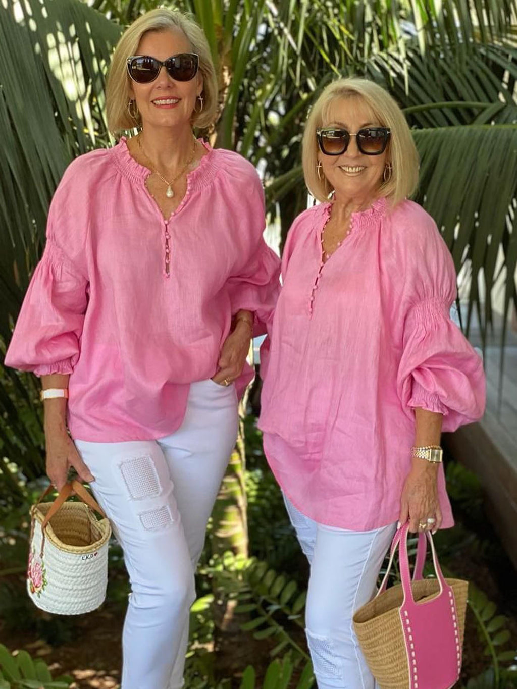 Casual V-neck Solid Color Cotton and Linen Long-sleeved Top