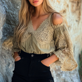 Women's Elegant Boho Lace Top With Off-the-Shoulder Design