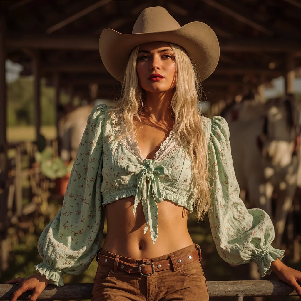 Women's Bohemian Elegance: Floral Crop Top