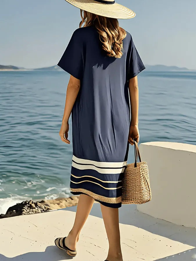 Women'S Loose Striped Print Dress