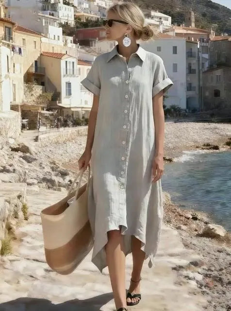 Women's Short-Sleeved Collared Dress