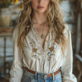 Simple Retro Ethnic Print Shirt