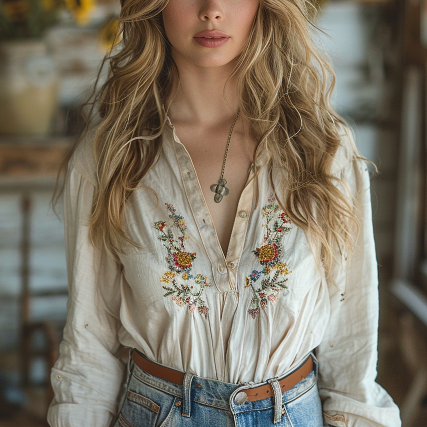 Simple Retro Ethnic Print Shirt