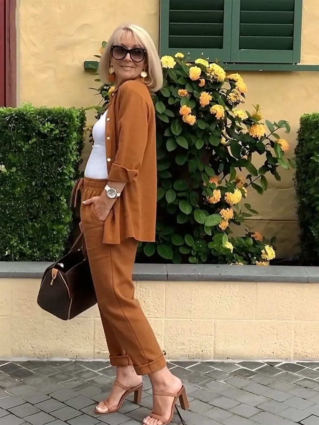 PINK LINEN SUITS Minimalist Two-piece Shirt Pants Set