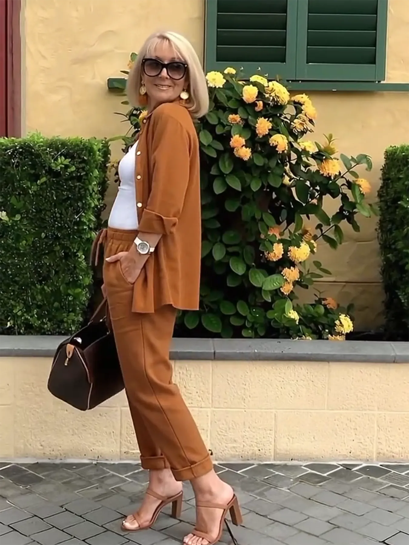 PINK LINEN SUITS Minimalist Two-piece Shirt Pants Set