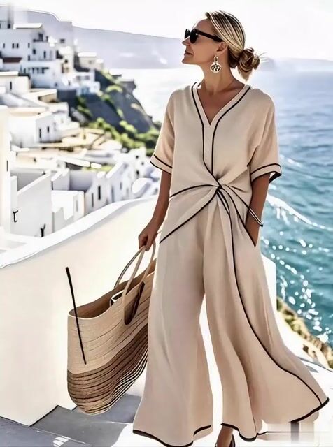 Women'S Loose Striped Feature Wide Leg Jumpsuit