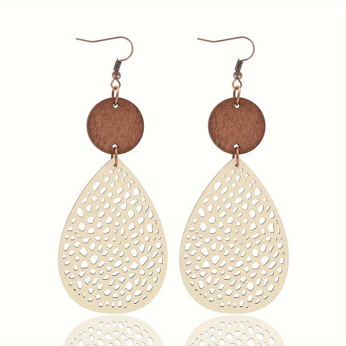 Boho Style Dangle Earrings Hollow Waterdrop Design Match Daily Outfits Party Accessories Gift For Family/ Friends/ Lover