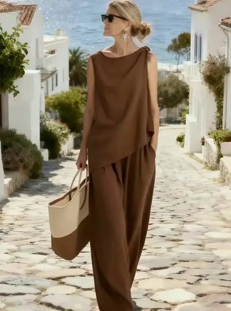 Women's Summer Sleeveless Irregular Suit