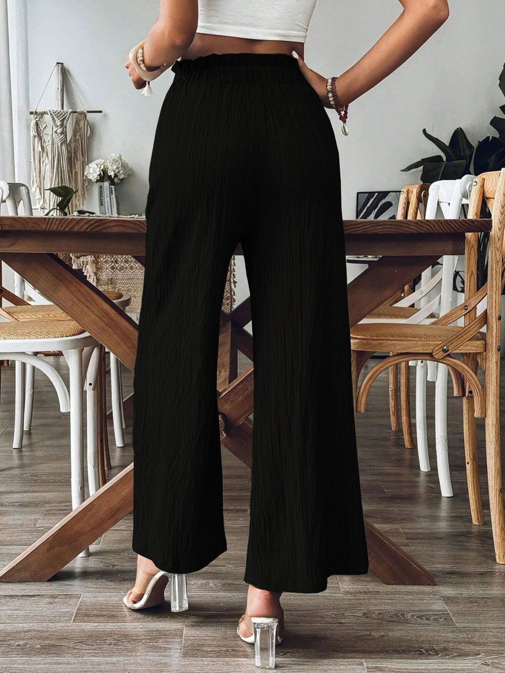 Solid Color Casual Straight-leg Pants