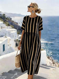 Women'S Casual Printed Round-Neck Short-Sleeved Dress