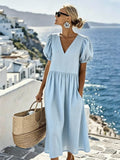 Women'S Casual V-Neck Vacation Dress