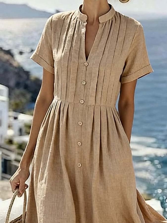 Women'S Casual Loose Pleated Dress