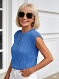 Textured Fabric Crew Neck Short Sleeve Textured T-Shirt Top
