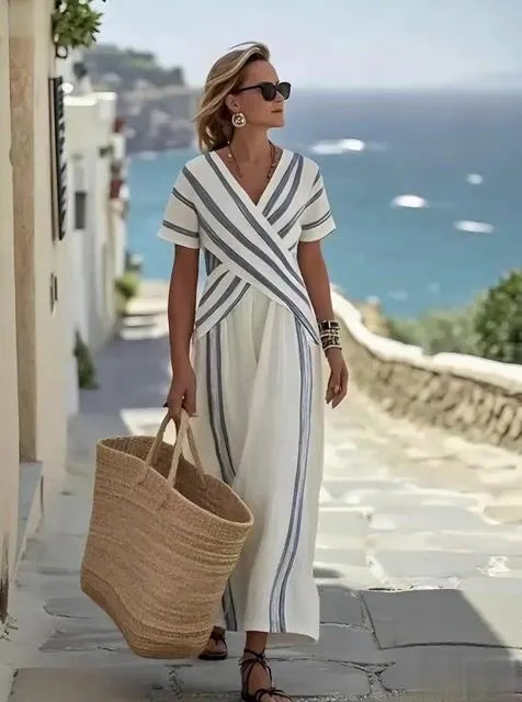 Women'S Loose Striped Print Dress