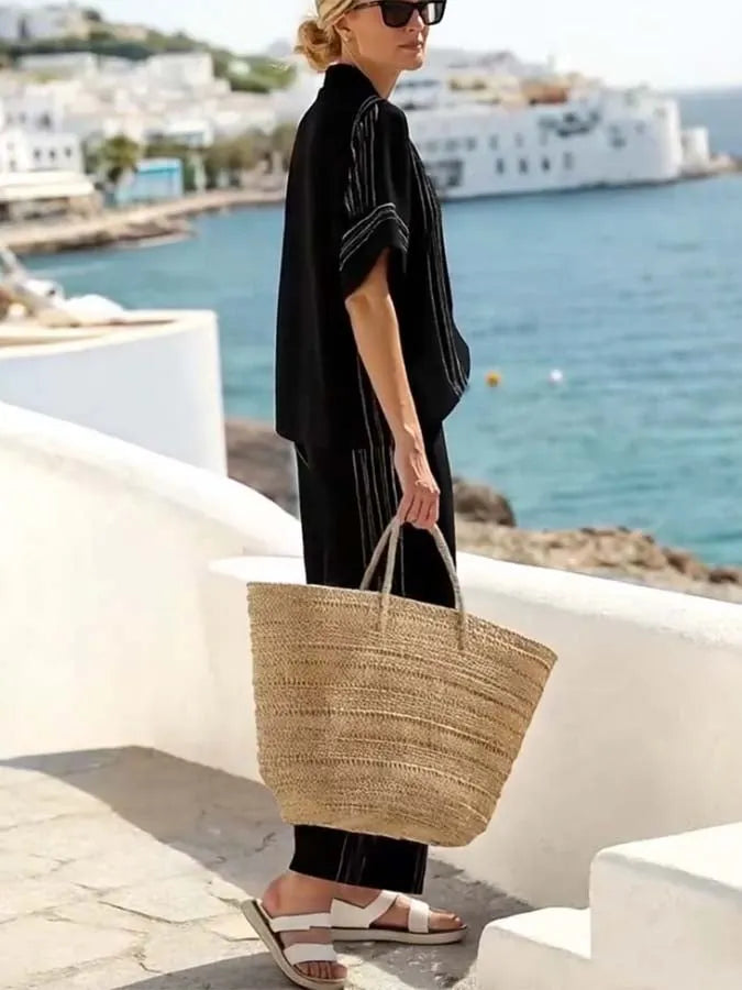 Women'S Loose Striped Wide Leg Pants Suit