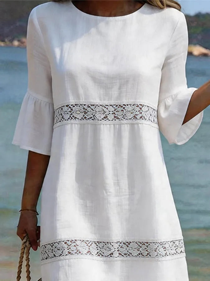 Women's casual lace patchwork dress