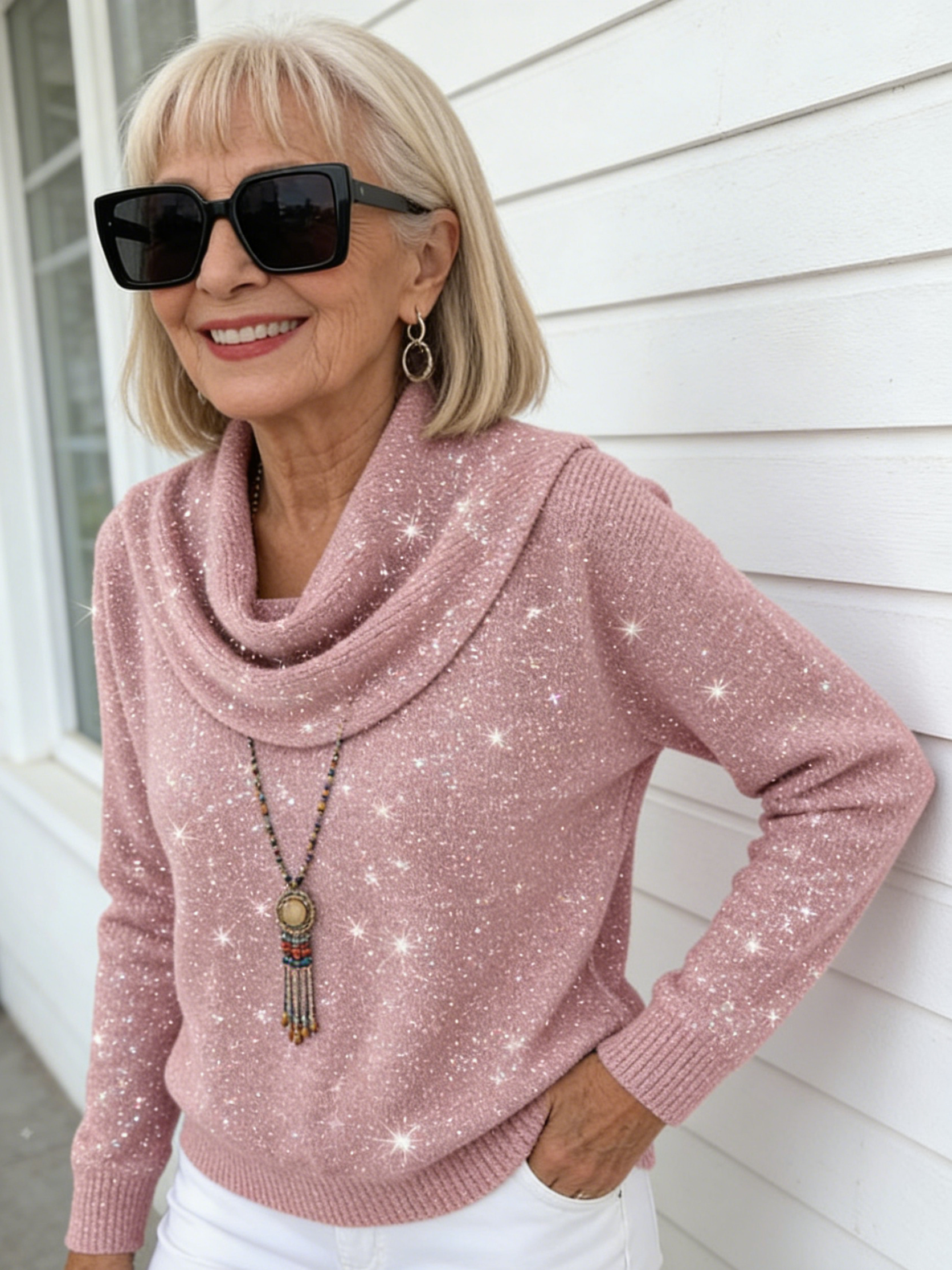 Winter Knitted Sweater Solid Color Long-sleeved Top Sweater Women