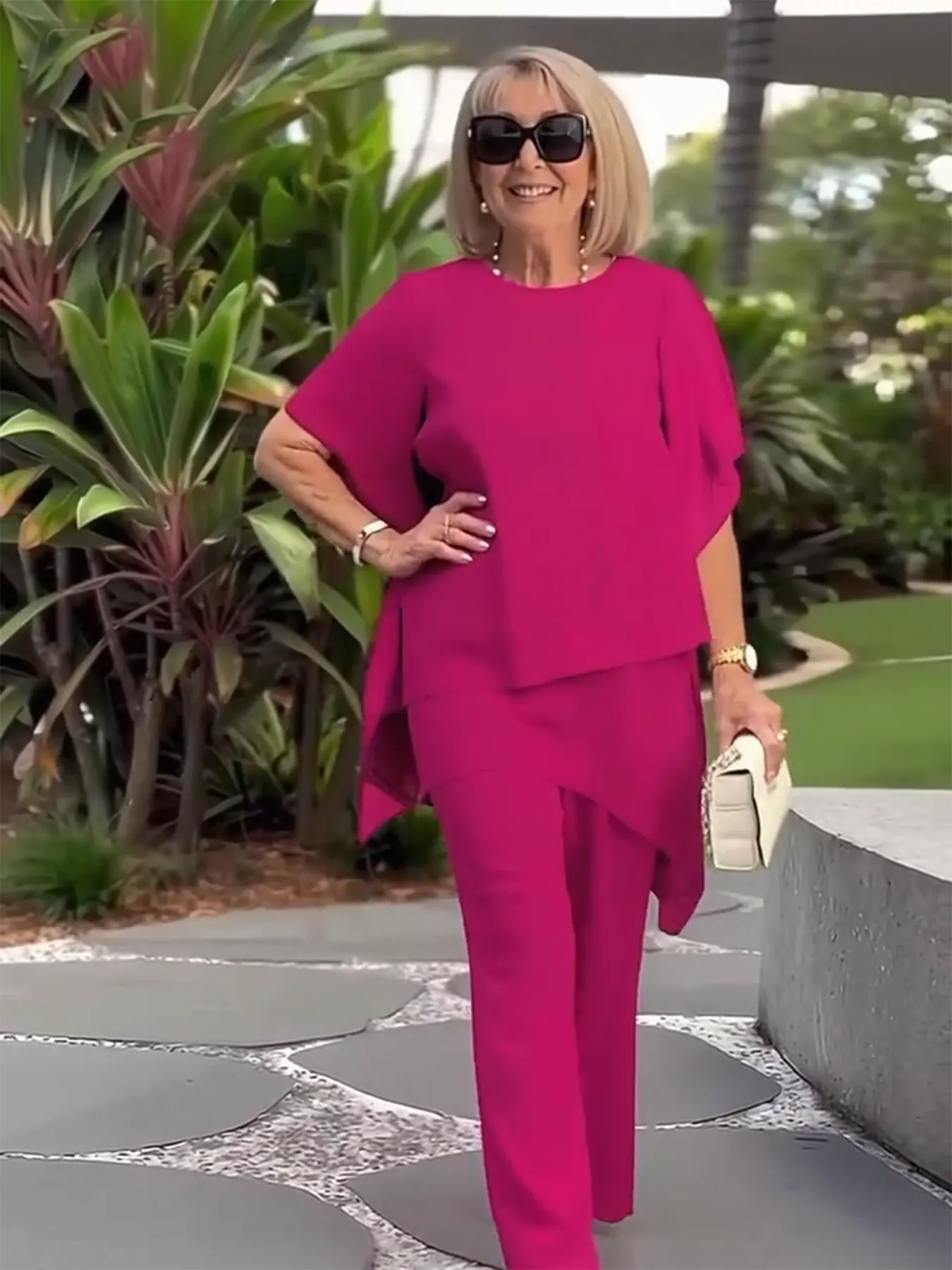 Elegant Double-layer Top and Pants Two-piece Set